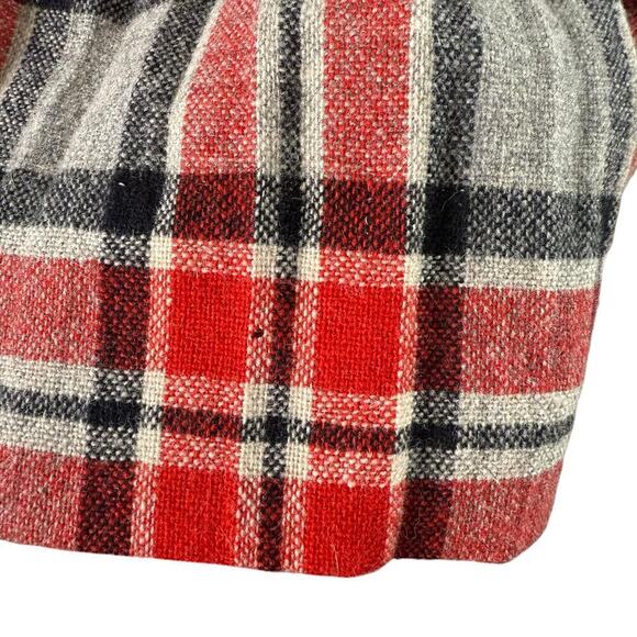Vintage 70s Wool Pleated Skirt Red Gray Plaid Tartan‎ High Waist, Size Small - Picture 10 of 10